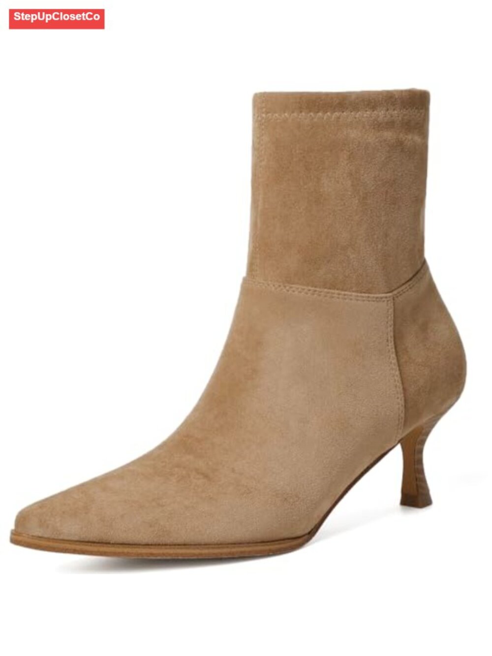 Women's Ankle Boots Kitten Heel Side Zipper Pointed Toe Faux Leather